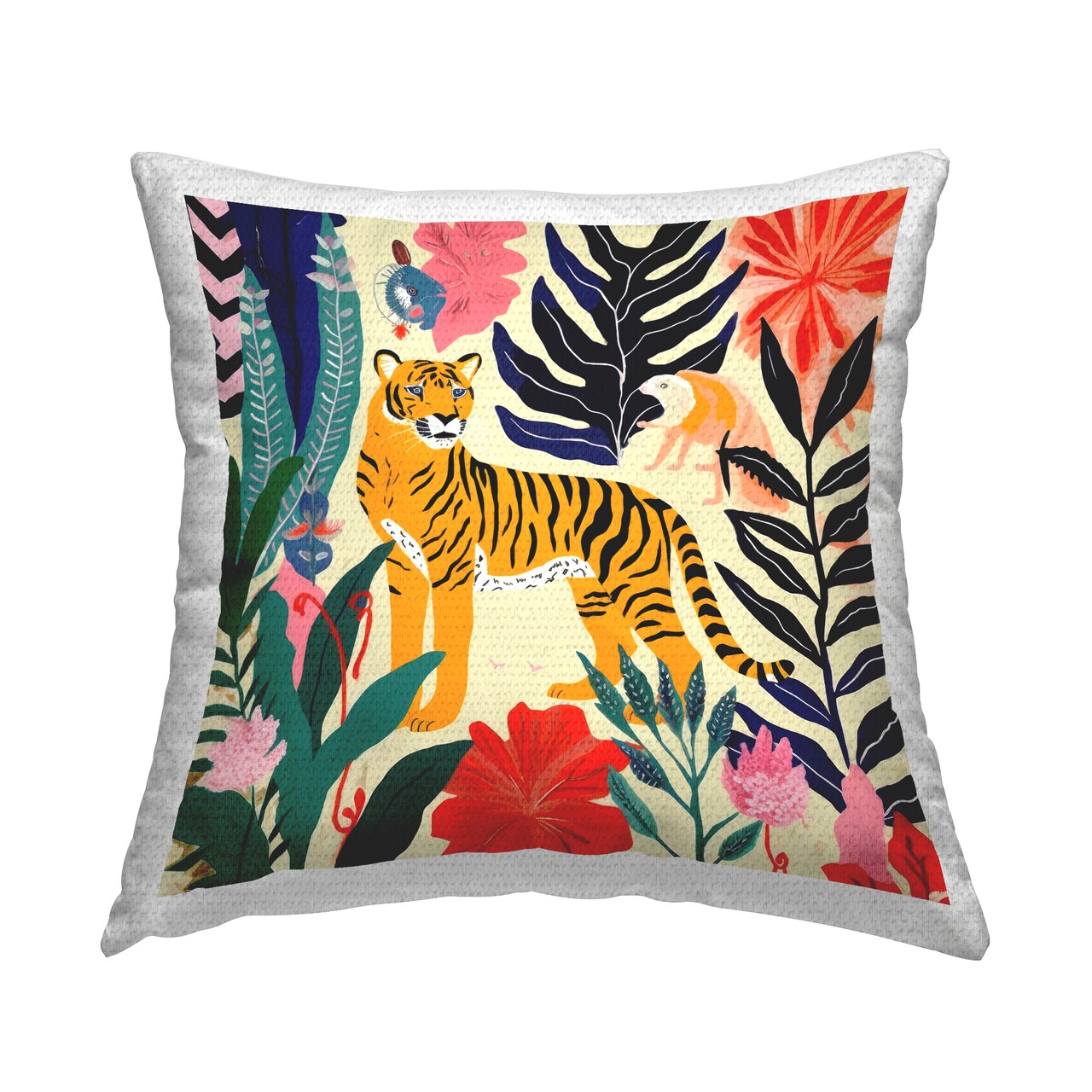 Stupell Industries Modern Tiger & Leaves Outdoor Pillow, 18 x 7 x 18
